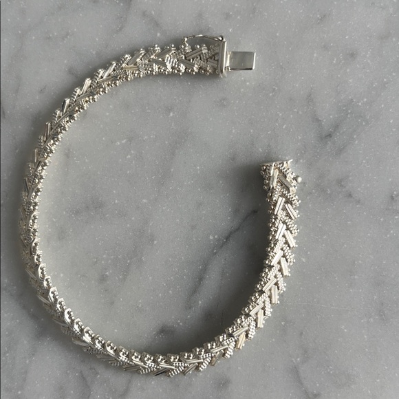 Vintage 1980s Sterling Silver 925 V Shaped Chain Link Statement Bracelet - Picture 4 of 8